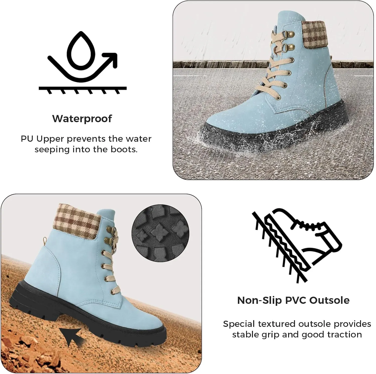 CHIN·MOON Women's Waterproof Backpacking Boots Non Slip Ankle Hiking Casual Shoes