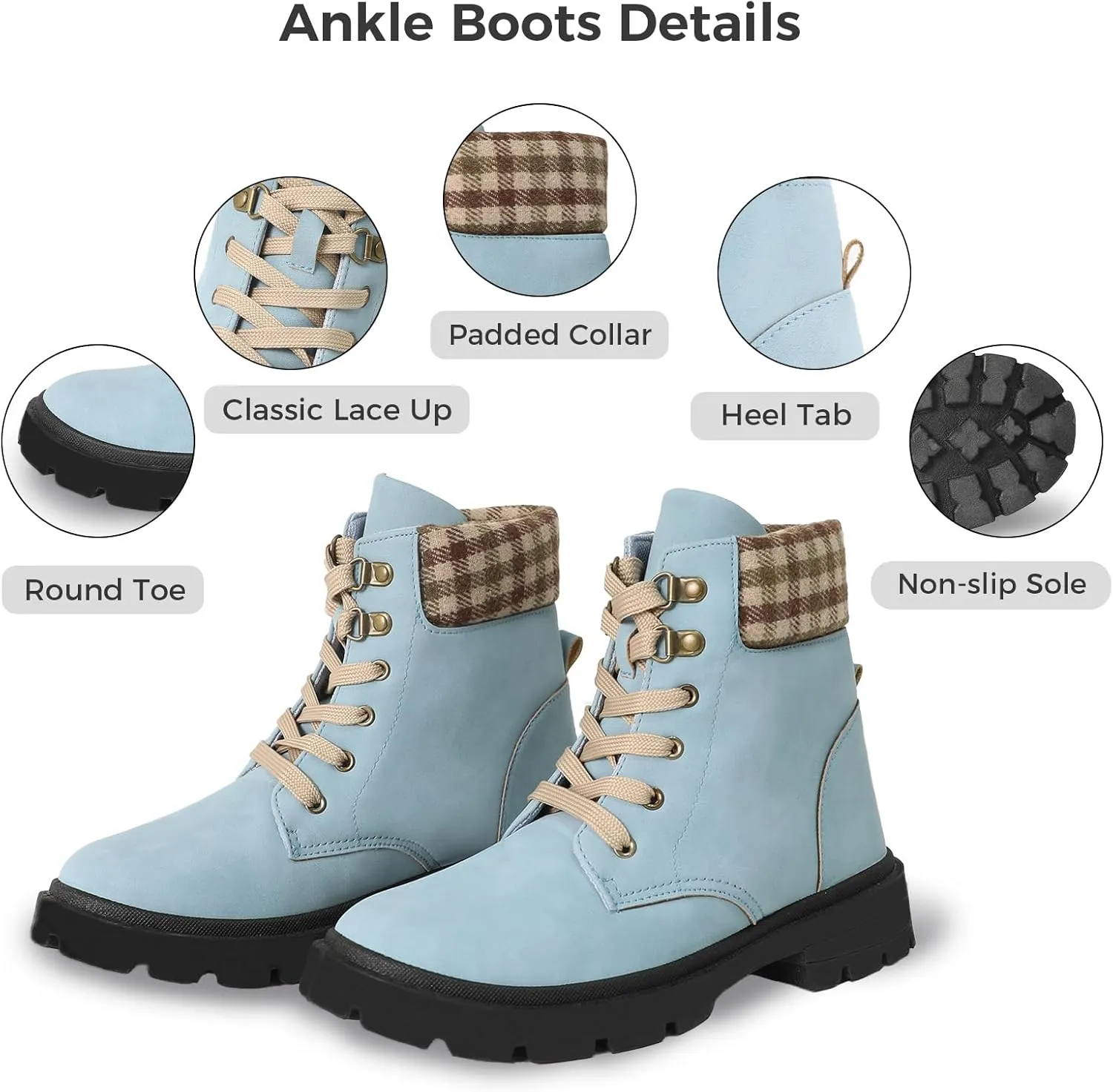 CHIN·MOON Women's Waterproof Backpacking Boots Non Slip Ankle Hiking Casual Shoes