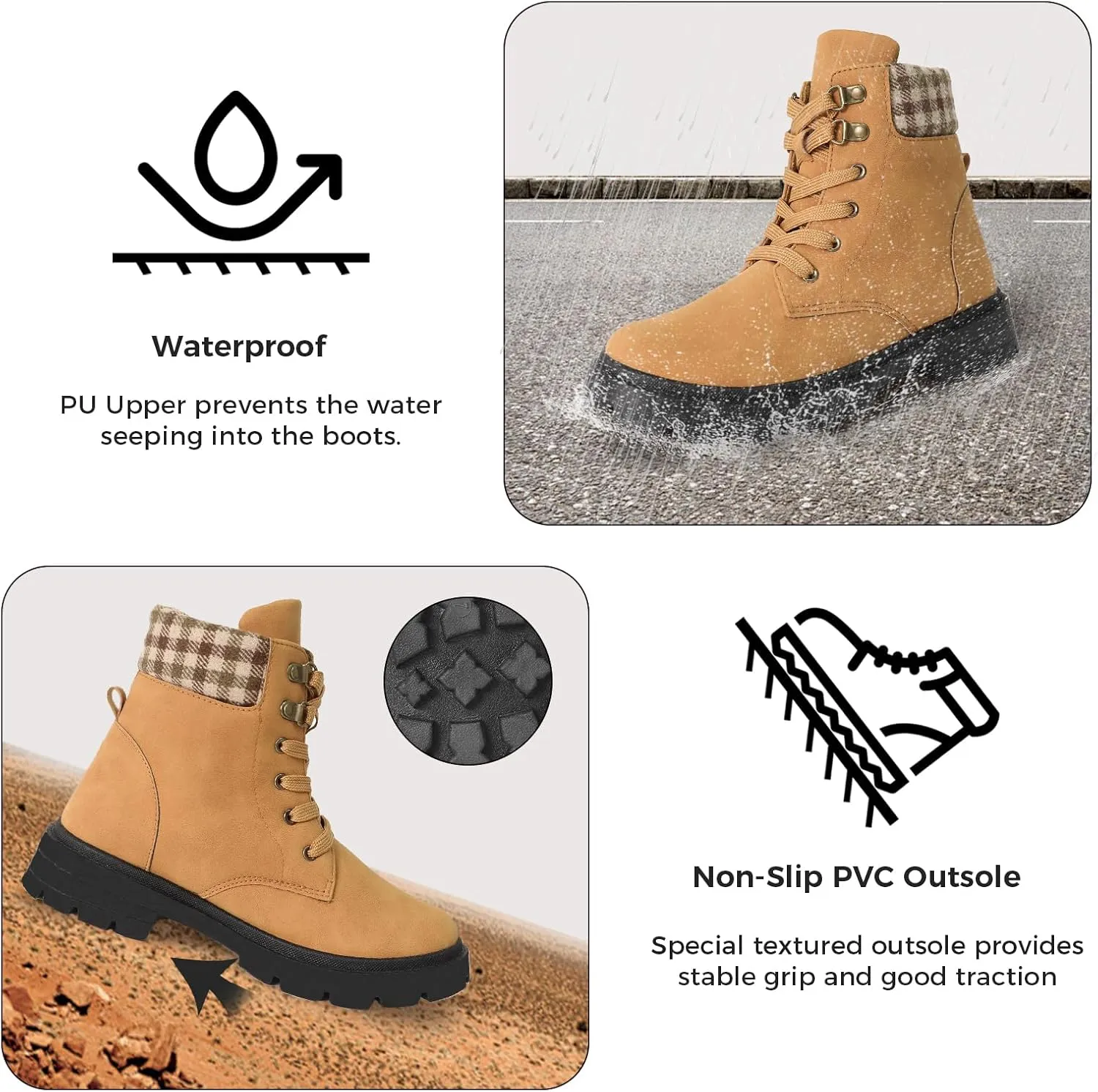 CHINMOON Women's Waterproof Backpacking Boots Non Slip Ankle Hiking Casual Shoes
