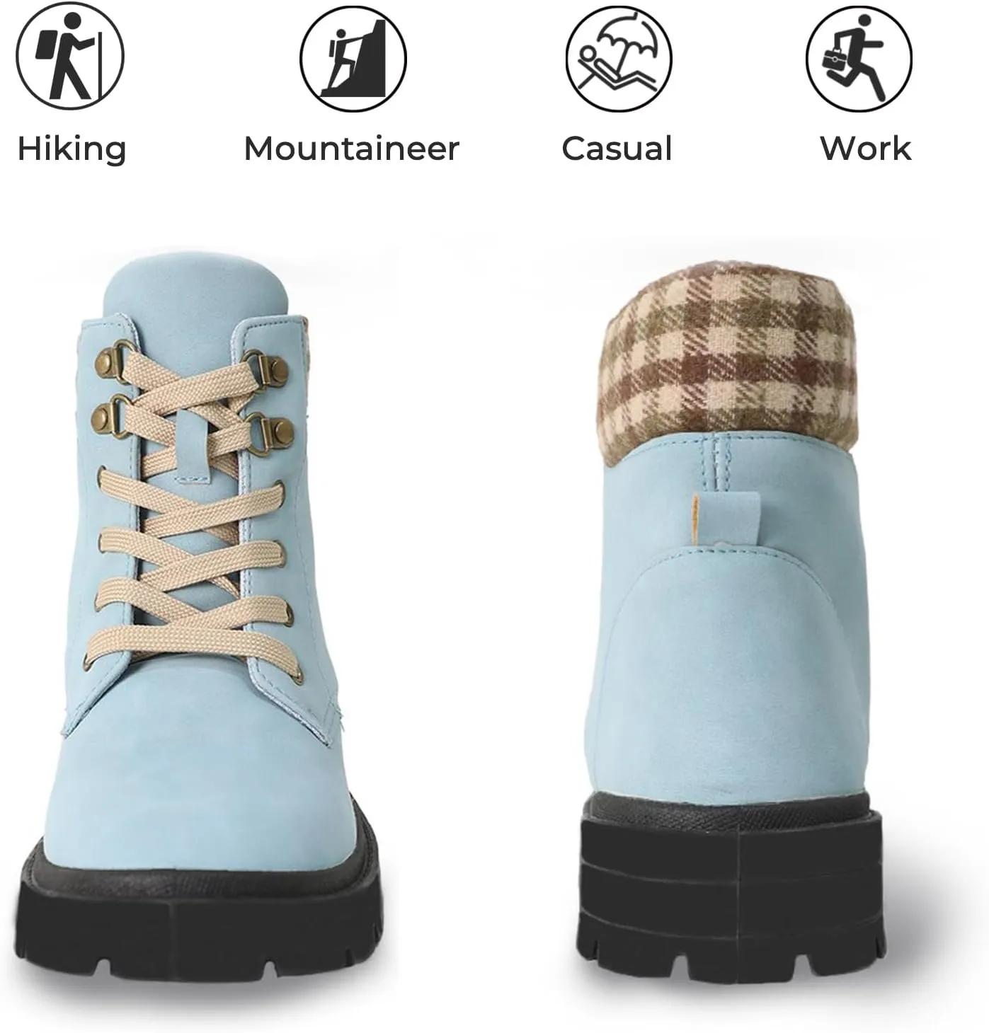 CHIN·MOON Women's Waterproof Backpacking Boots Non Slip Ankle Hiking Casual Shoes