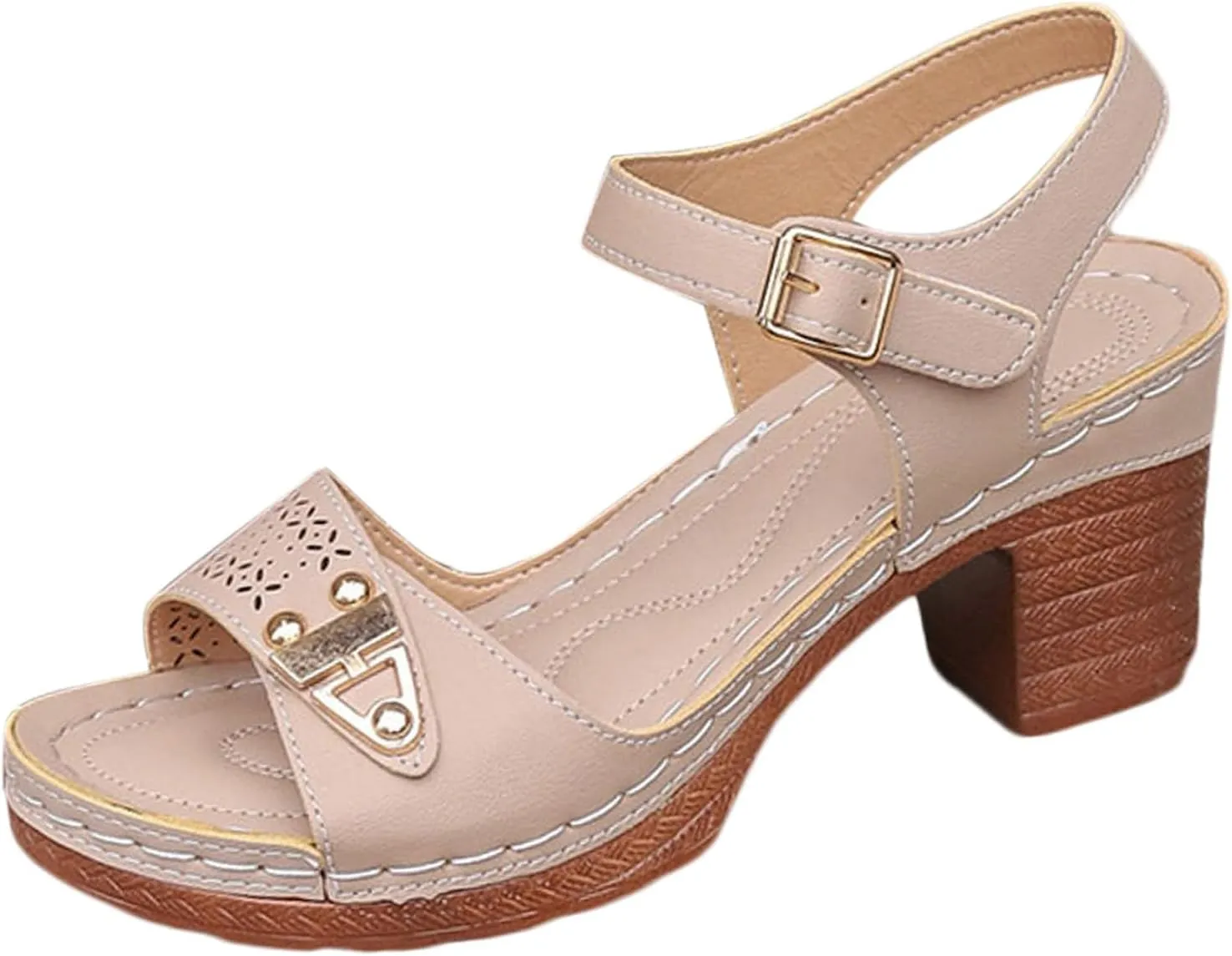 Chunky Block Heeled Sandals for Women Ankle Strappy Open Toe Dressy Heels Sandals Ladies Comfy Wedding Party Dress Shoes