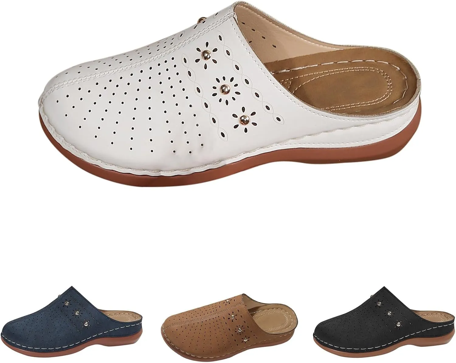 Clogs for Women Close Toe Wedge Sandals Summer Slip On Orthopedic Sandals with Arch Support Comfortable Slingback Mules