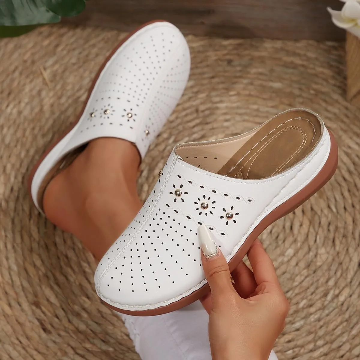 Clogs for Women Close Toe Wedge Sandals Summer Slip On Orthopedic Sandals with Arch Support Comfortable Slingback Mules