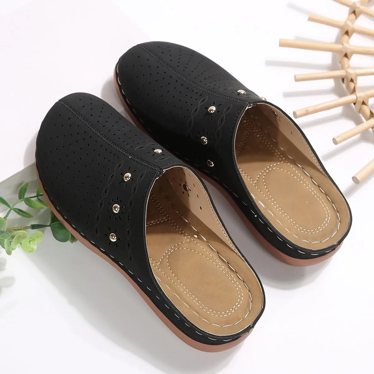 Clogs for Women Close Toe Wedge Sandals Summer Slip On Orthopedic Sandals with Arch Support Comfortable Slingback Mules