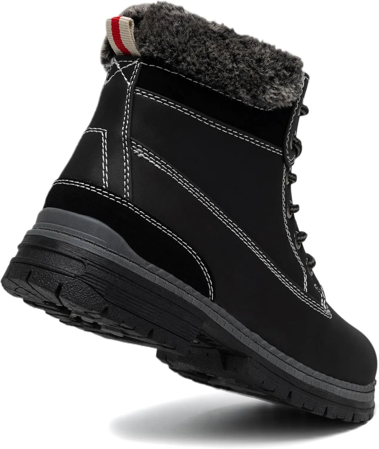 COTTIMO Snow Hiking Winter Boots for Women - Casual Brown Combat Work Boot - Non-slip Fur-Lined Ankle Boots - Fashion Boots Waterproof Leather Shoes