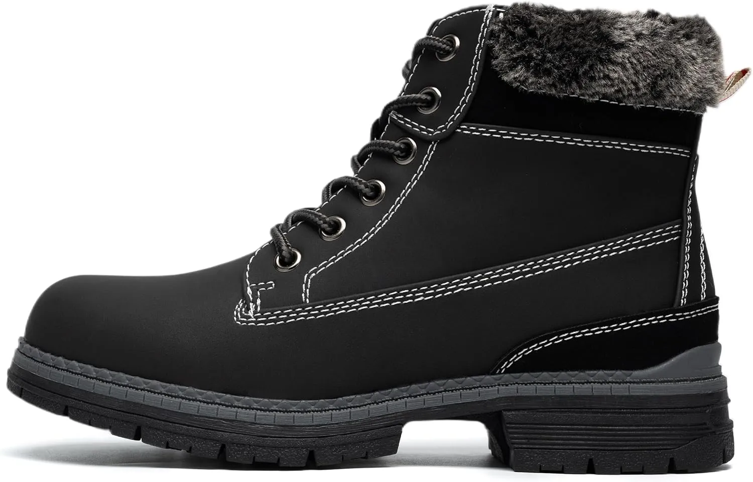 COTTIMO Snow Hiking Winter Boots for Women - Casual Brown Combat Work Boot - Non-slip Fur-Lined Ankle Boots - Fashion Boots Waterproof Leather Shoes