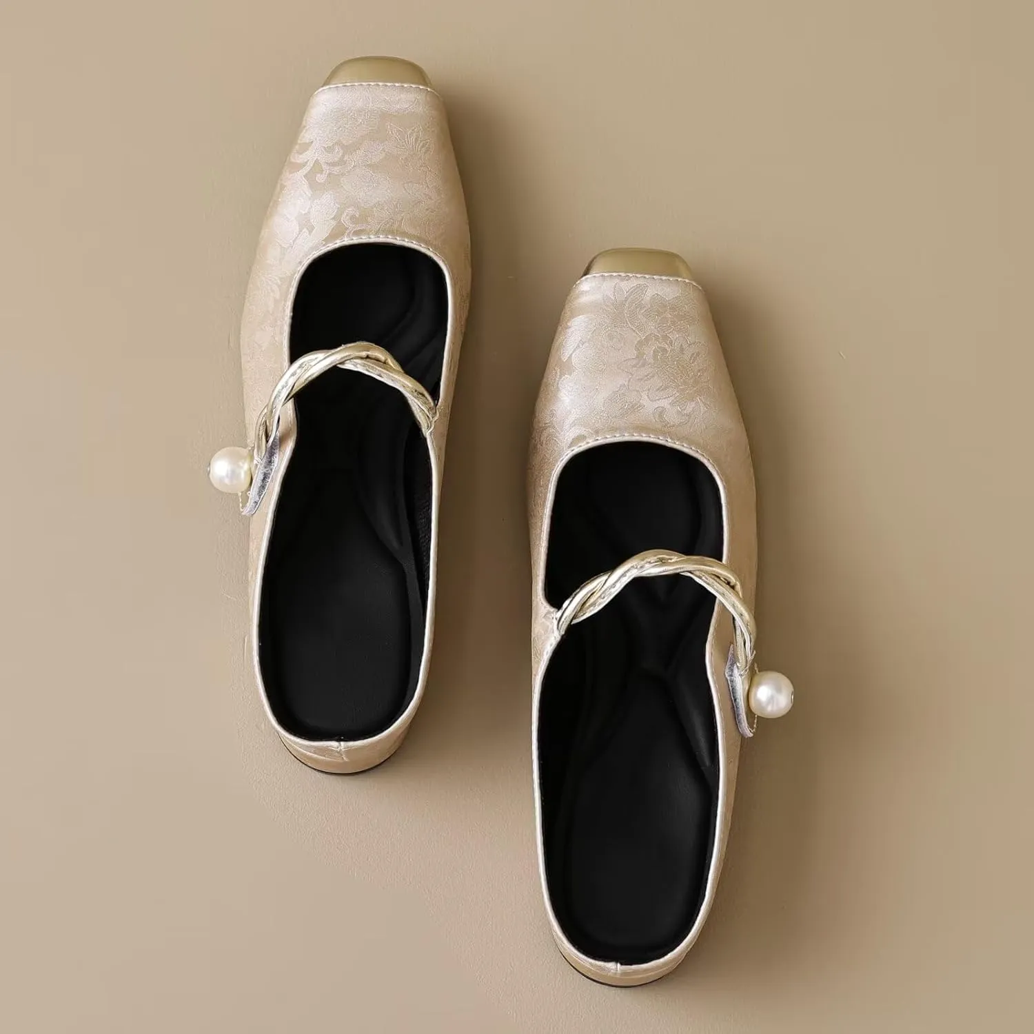Dear Time Women's Closed Toe Mary Jane Backless Flats Slip-on Mules Casual Comfortable Shoes