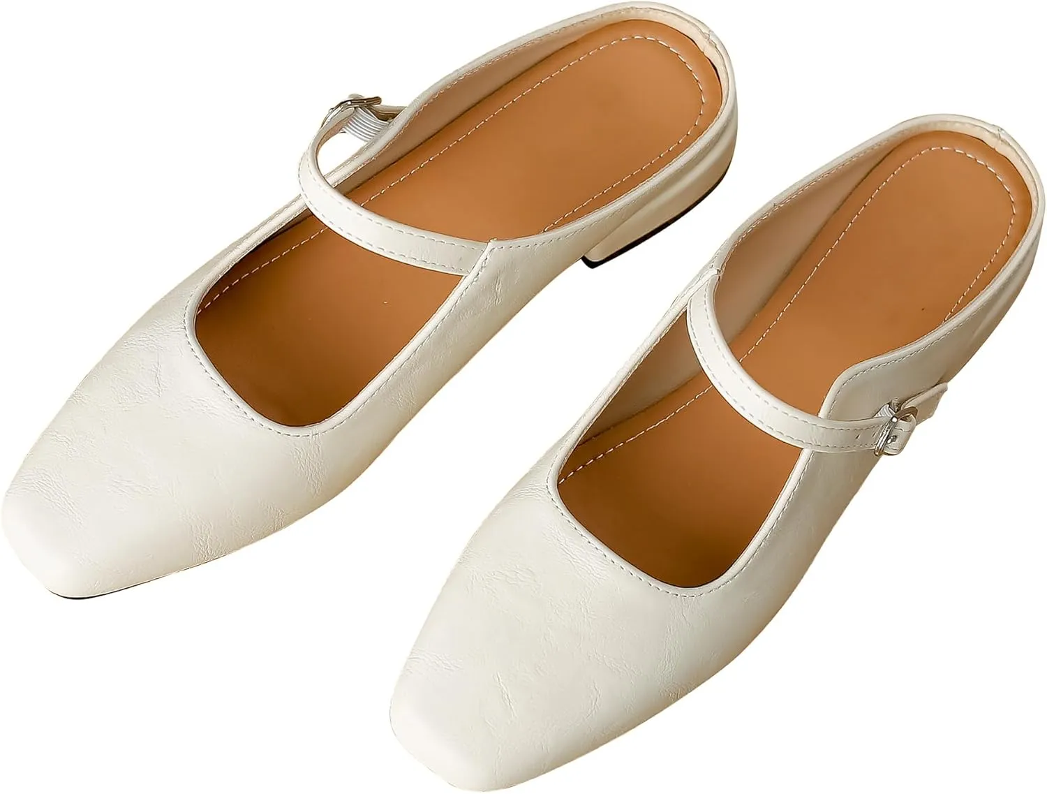 Dear Time Women's Closed Toe Mary Jane Backless Flats Slip-on Mules Casual Comfortable Shoes