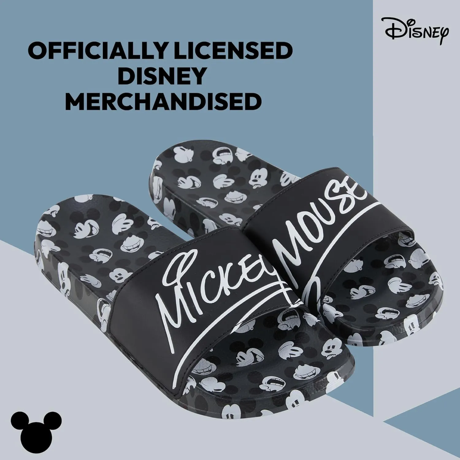 Disney Mens Mickey Mouse Slide Sandals - Mickey Mouse Shoes - Mickey, Minnie, Goofy, Donald, and Daisy Slides