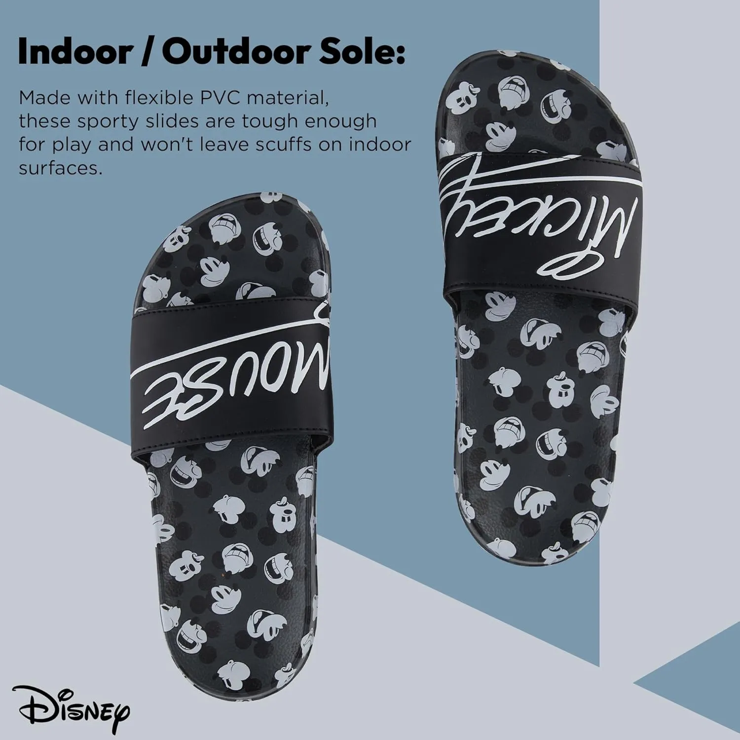 Disney Mens Mickey Mouse Slide Sandals - Mickey Mouse Shoes - Mickey, Minnie, Goofy, Donald, and Daisy Slides