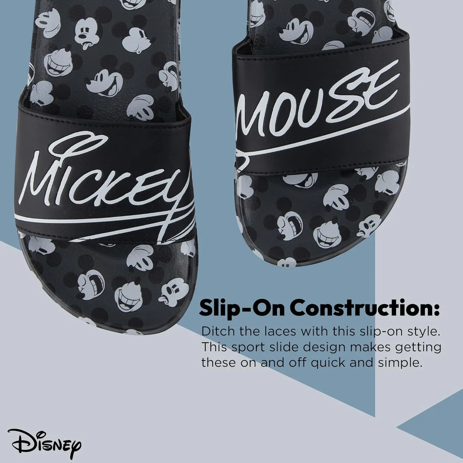 Disney Mens Mickey Mouse Slide Sandals - Mickey Mouse Shoes - Mickey, Minnie, Goofy, Donald, and Daisy Slides