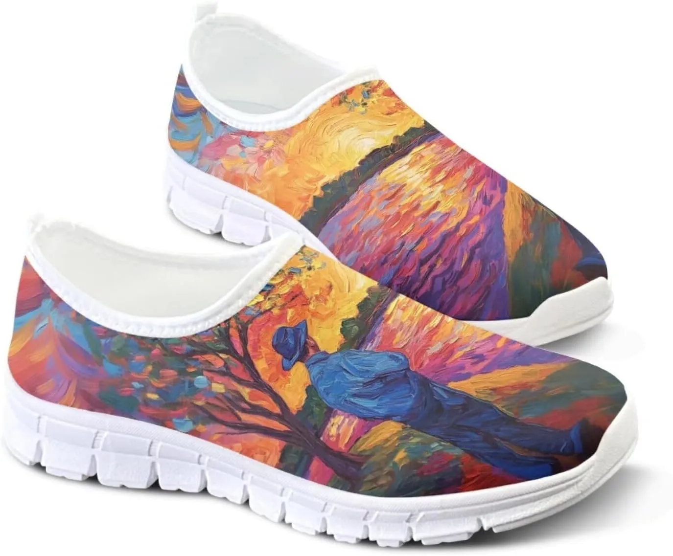 Doojoayie Womens Slip On Walking Shoes Comfort Flats Workout Jogging Driving Shoes