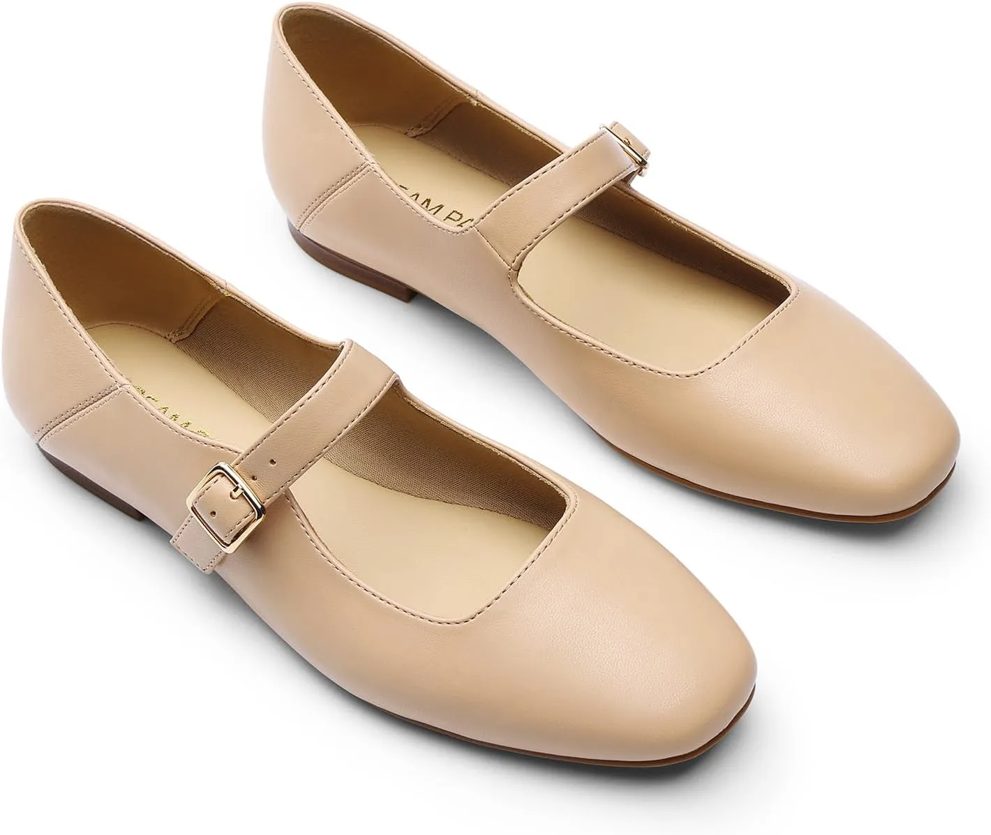 DREAM PAIRS Women's Silver Square Toe Mary Jane Flats: Comfortable Casual Slip On Dress Shoes with Buckle Strap for Women's Daily Wear