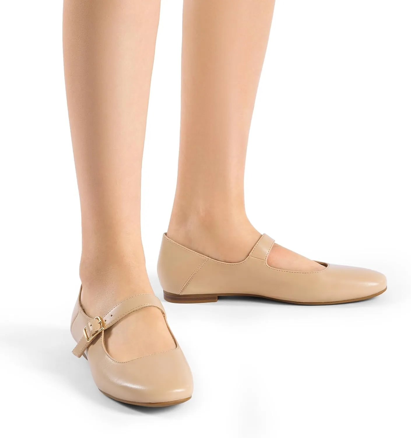 DREAM PAIRS Women's Silver Square Toe Mary Jane Flats: Comfortable Casual Slip On Dress Shoes with Buckle Strap for Women's Daily Wear