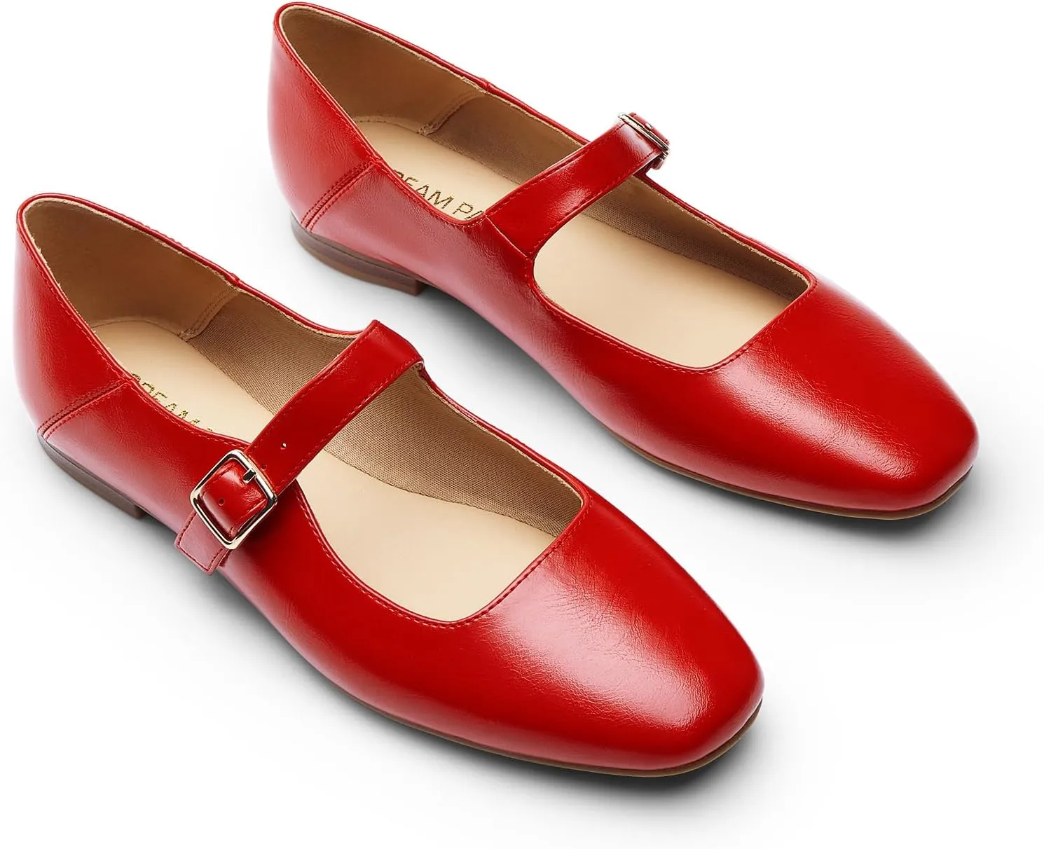 DREAM PAIRS Women's Silver Square Toe Mary Jane Flats: Comfortable Casual Slip On Dress Shoes with Buckle Strap for Women's Daily Wear