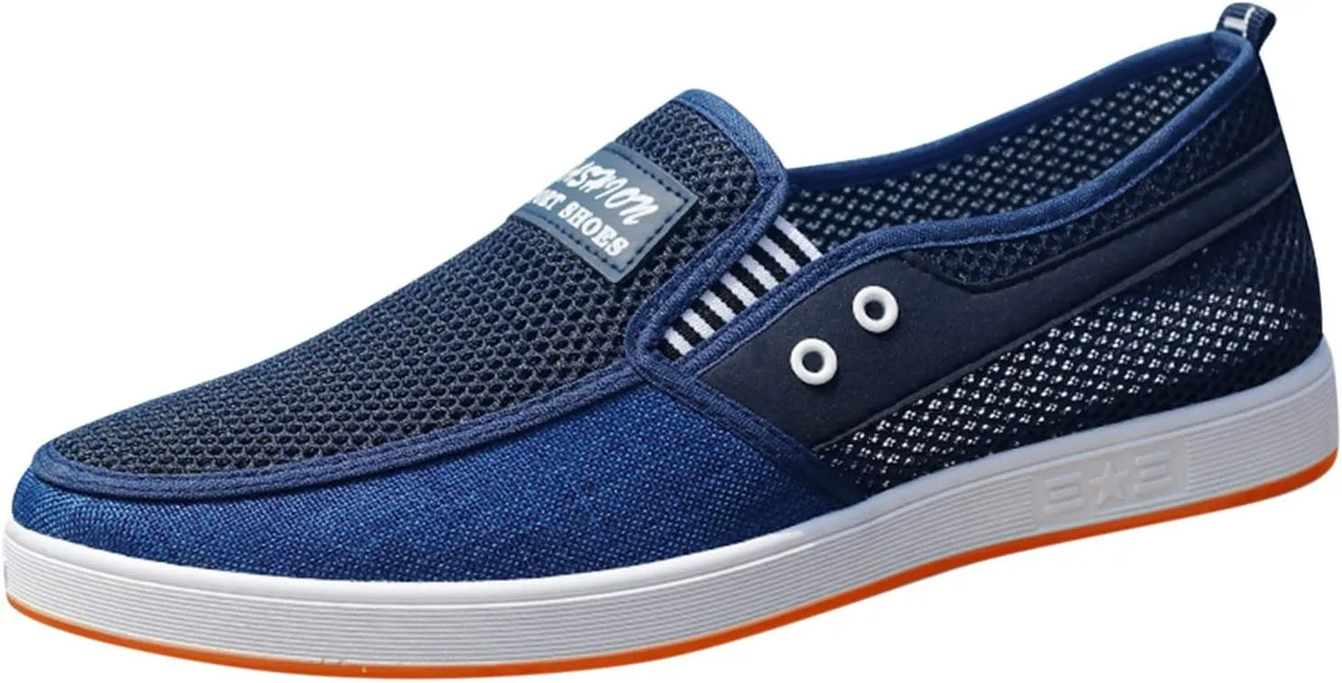Fashion All Season Men Casual Shoes Flat Non Slip Sole Mesh Breathable and Lightweight Comfortable Slip Casual Wear Men