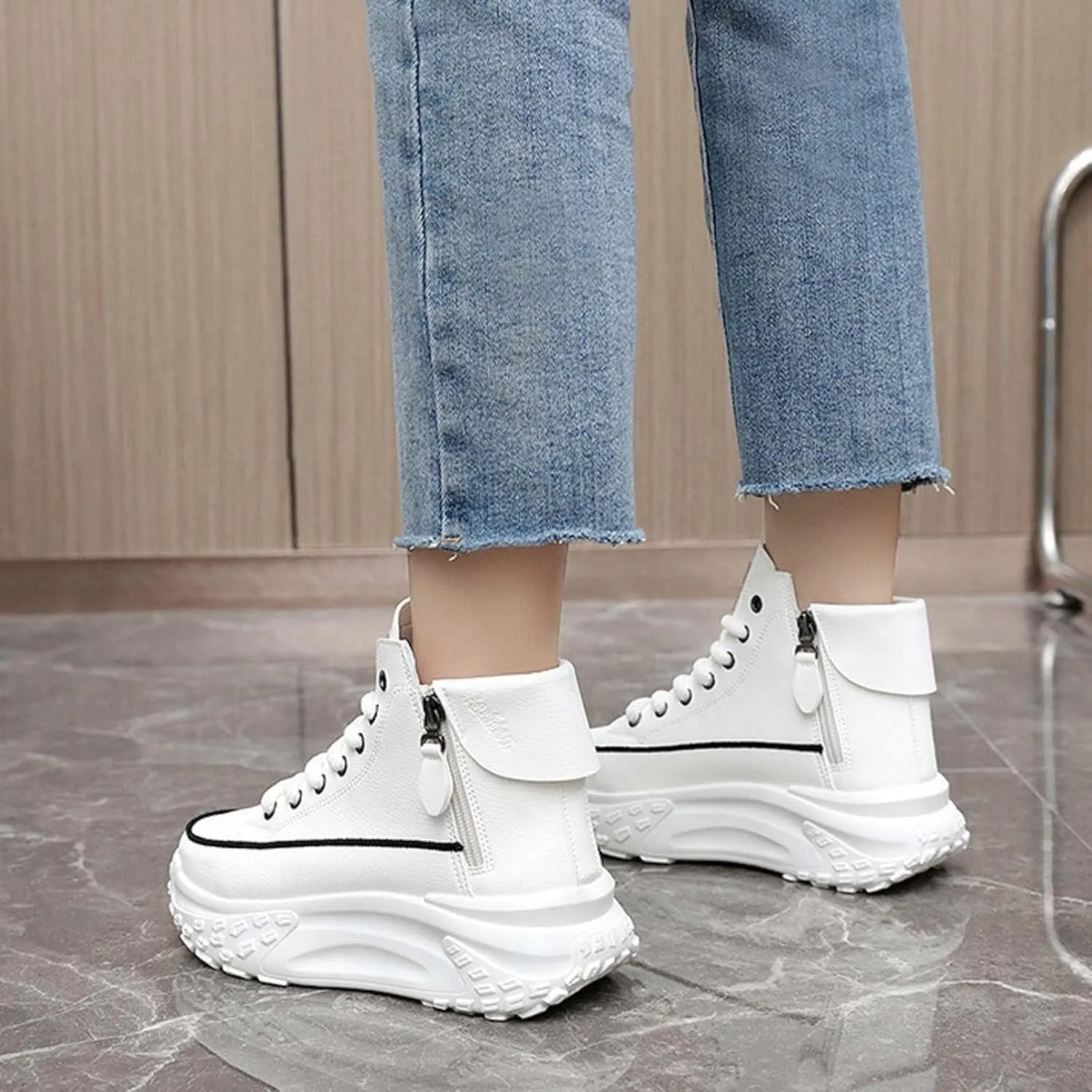 Fashion Sneakers For Women 2024 Platform,Womens White Platform Sneakers Canvas Platform Shoes for Women Black Casual Tennis Shoes Comfortable Walking Shoes for Women Lace Up High Top Sneakers