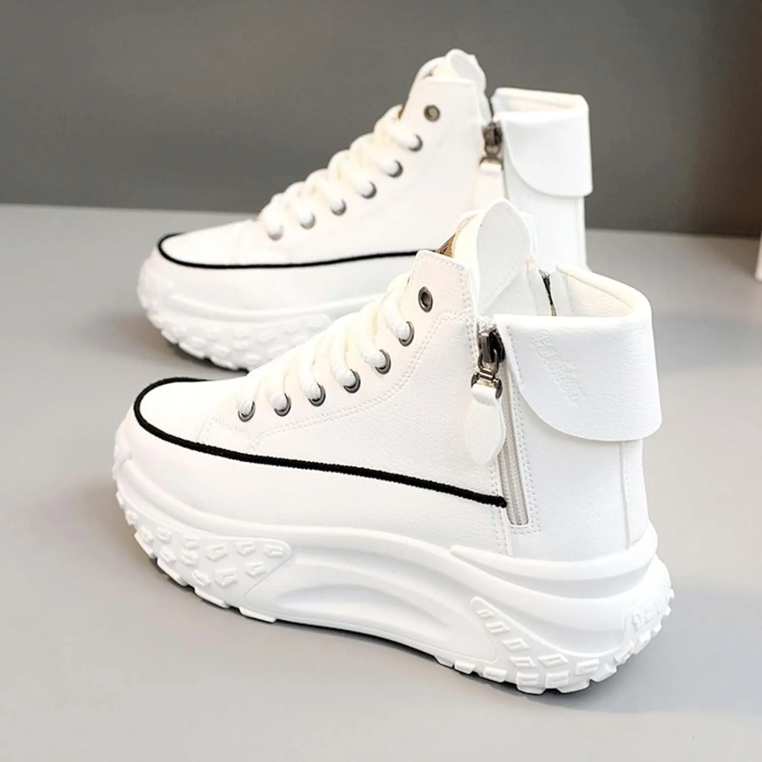 Fashion Sneakers For Women 2024 Platform,Womens White Platform Sneakers Canvas Platform Shoes for Women Black Casual Tennis Shoes Comfortable Walking Shoes for Women Lace Up High Top Sneakers