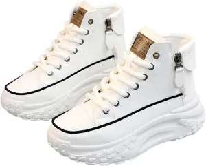 Fashion Sneakers For Women 2024 Platform,Womens White Platform Sneakers Canvas Platform Shoes for Women Black Casual Tennis Shoes Comfortable Walking Shoes for Women Lace Up High Top Sneakers