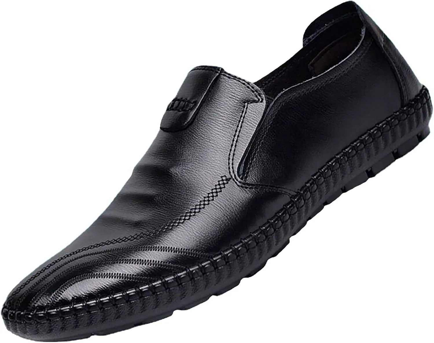 Flat Loafer for Men Leather Slip On Business Dress Shoes Driving Casual Boat Soft Shoes Leather Shoes 11 Men