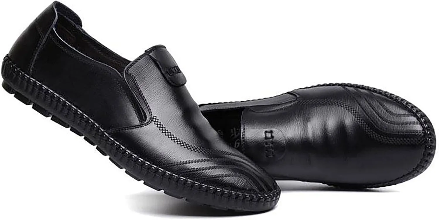 Flat Loafer for Men Leather Slip On Business Dress Shoes Driving Casual Boat Soft Shoes Leather Shoes 11 Men