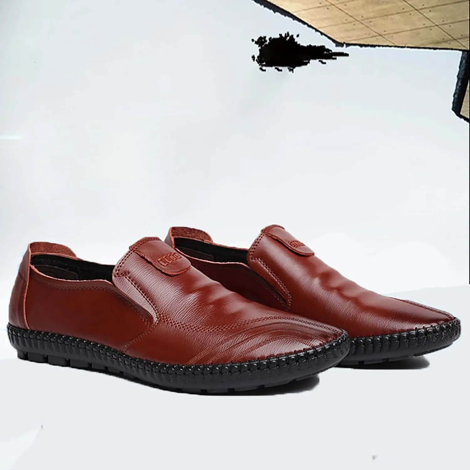 Flat Loafer for Men Leather Slip On Business Dress Shoes Driving Casual Boat Soft Shoes Leather Shoes 11 Men