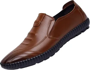 Flat Loafer for Men Leather Slip On Business Dress Shoes Driving Casual Boat Soft Shoes Leather Shoes 11 Men