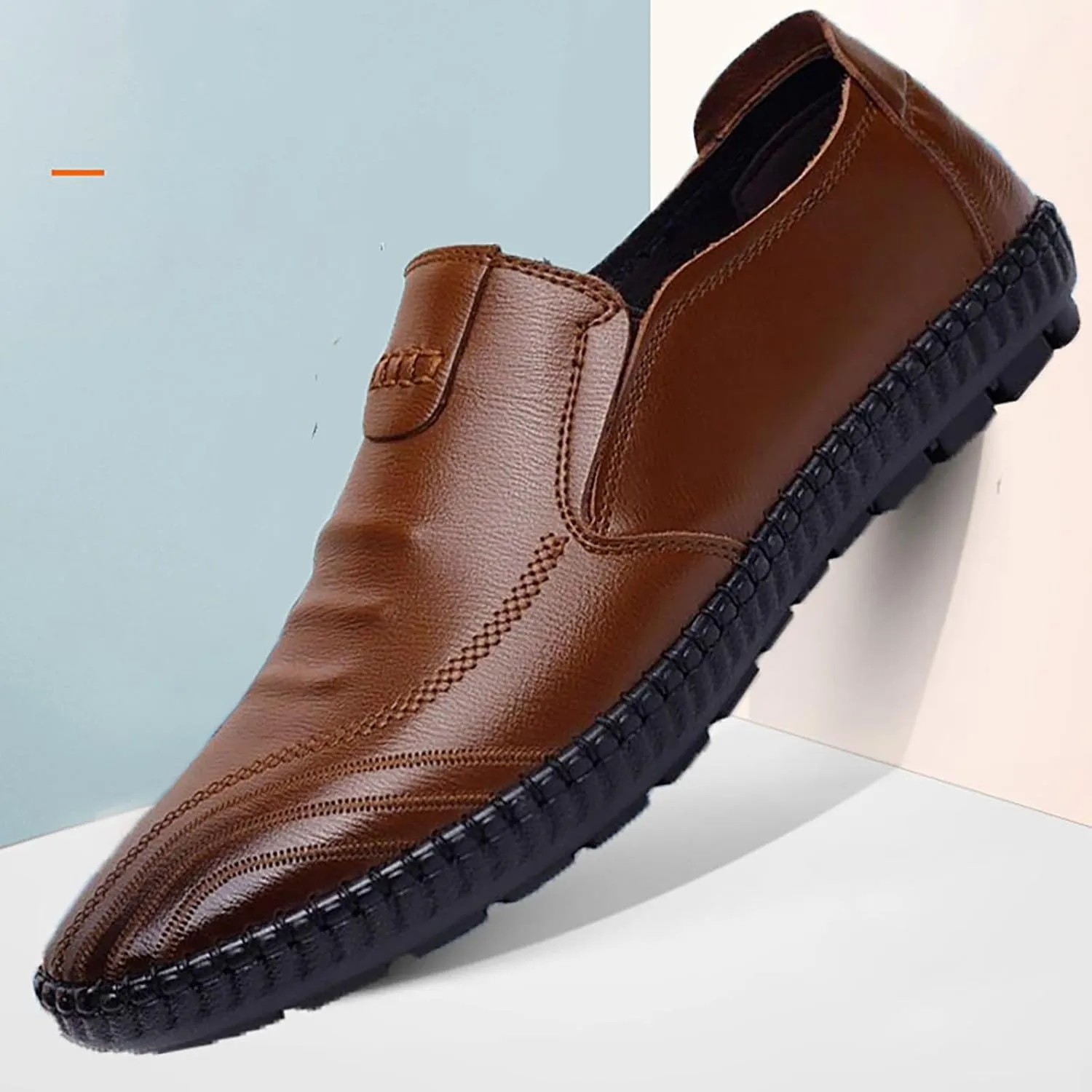 Flat Loafer for Men Leather Slip On Business Dress Shoes Driving Casual Boat Soft Shoes Leather Shoes 11 Men