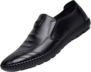 Flat Loafer for Men Leather Slip On Business Dress Shoes Driving Casual Boat Soft Shoes Leather Shoes 11 Men