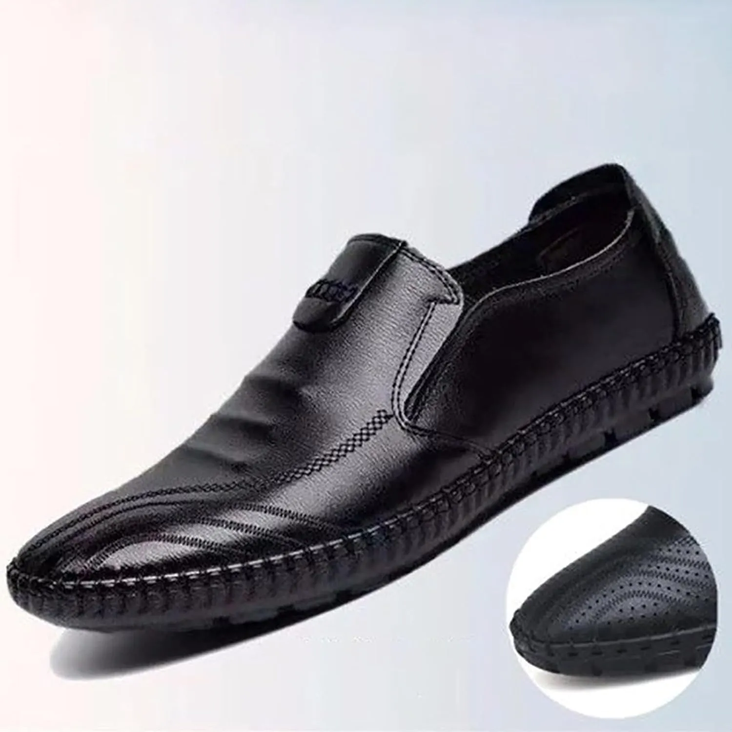 Flat Loafer for Men Leather Slip On Business Dress Shoes Driving Casual Boat Soft Shoes Leather Shoes 11 Men