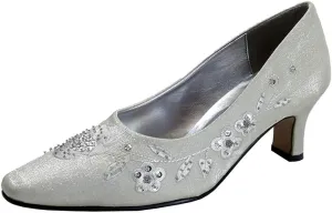 Floral Fern Women's Wide Width Dress Slip-On Satin Pumps