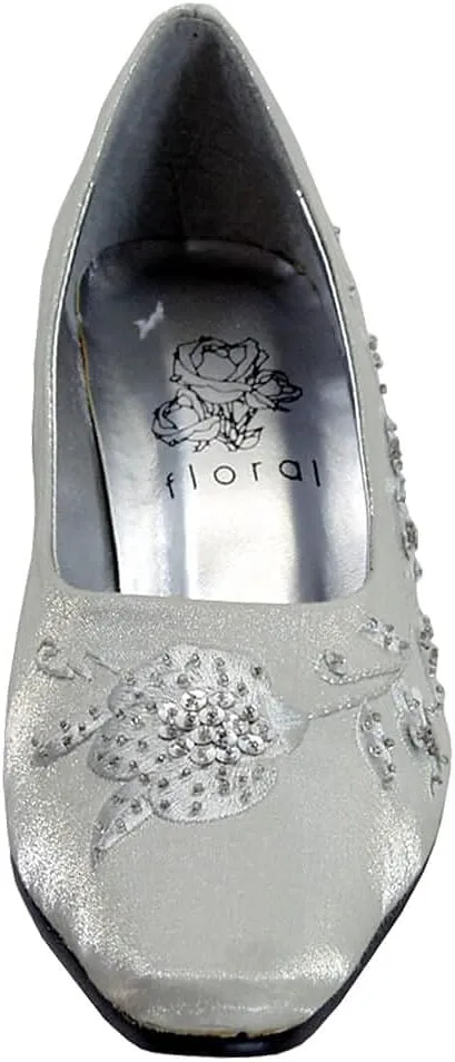 Floral Fern Women's Wide Width Dress Slip-On Satin Pumps