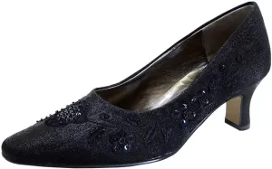 Floral Fern Women's Wide Width Dress Slip-On Satin Pumps