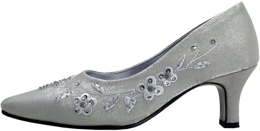 Floral Fern Women's Wide Width Dress Slip-On Satin Pumps