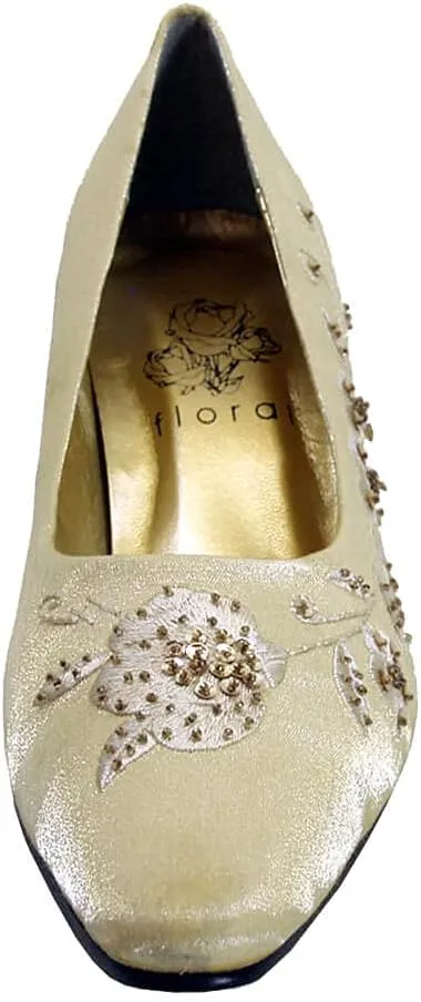 Floral Fern Women's Wide Width Dress Slip-On Satin Pumps