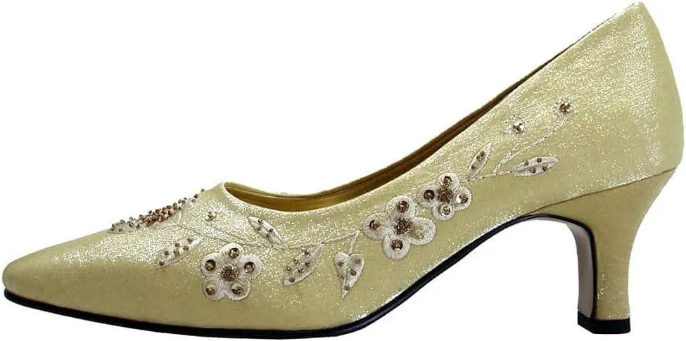 Floral Fern Women's Wide Width Dress Slip-On Satin Pumps