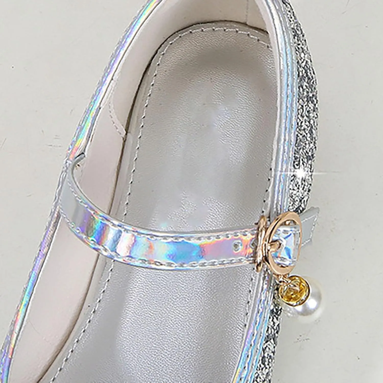 Flower Girls Dress Shoes Glitter Ballet Flat for Toddler Wedding Pary School Fashion Buckle Mary Jane Shoes