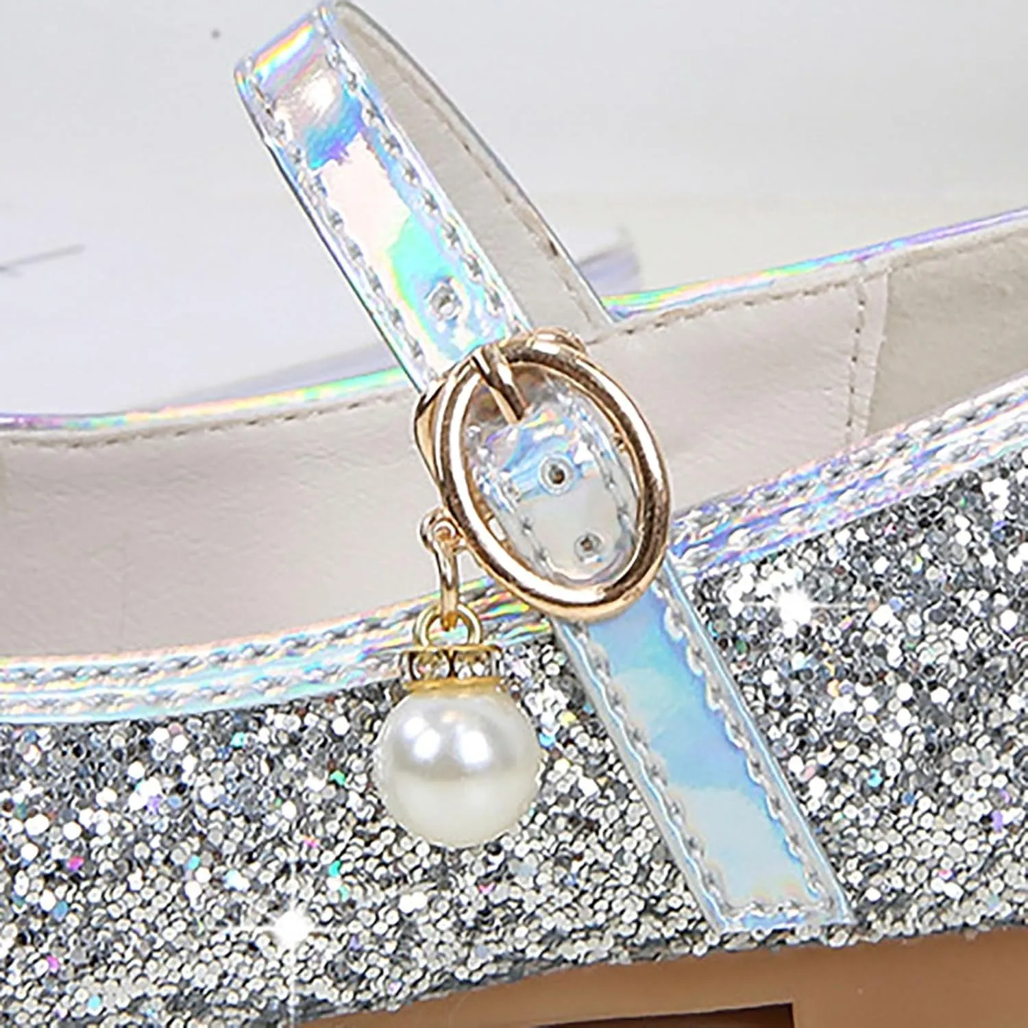 Flower Girls Dress Shoes Glitter Ballet Flat for Toddler Wedding Pary School Fashion Buckle Mary Jane Shoes