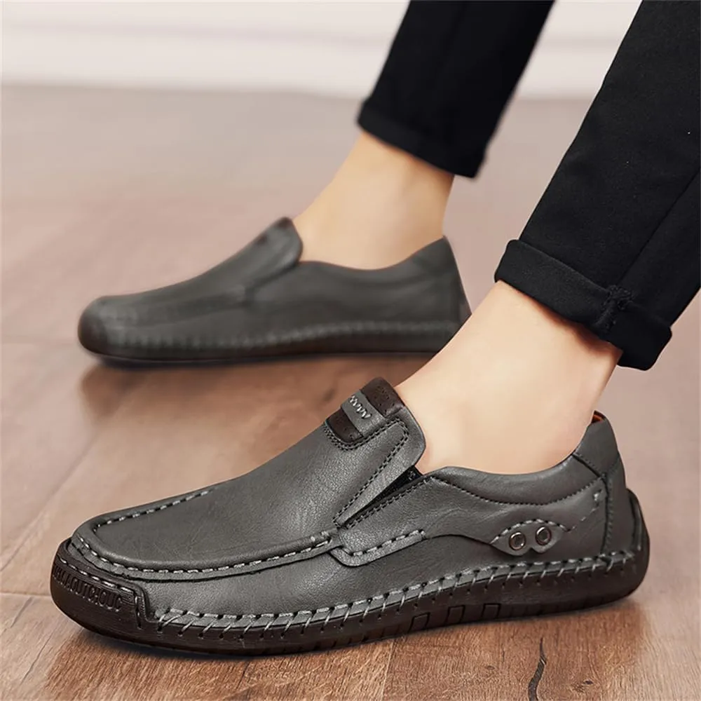 Genuine Leather Men's Handmade Slip on Loafers Soft Breathable Walking Driving Shoes