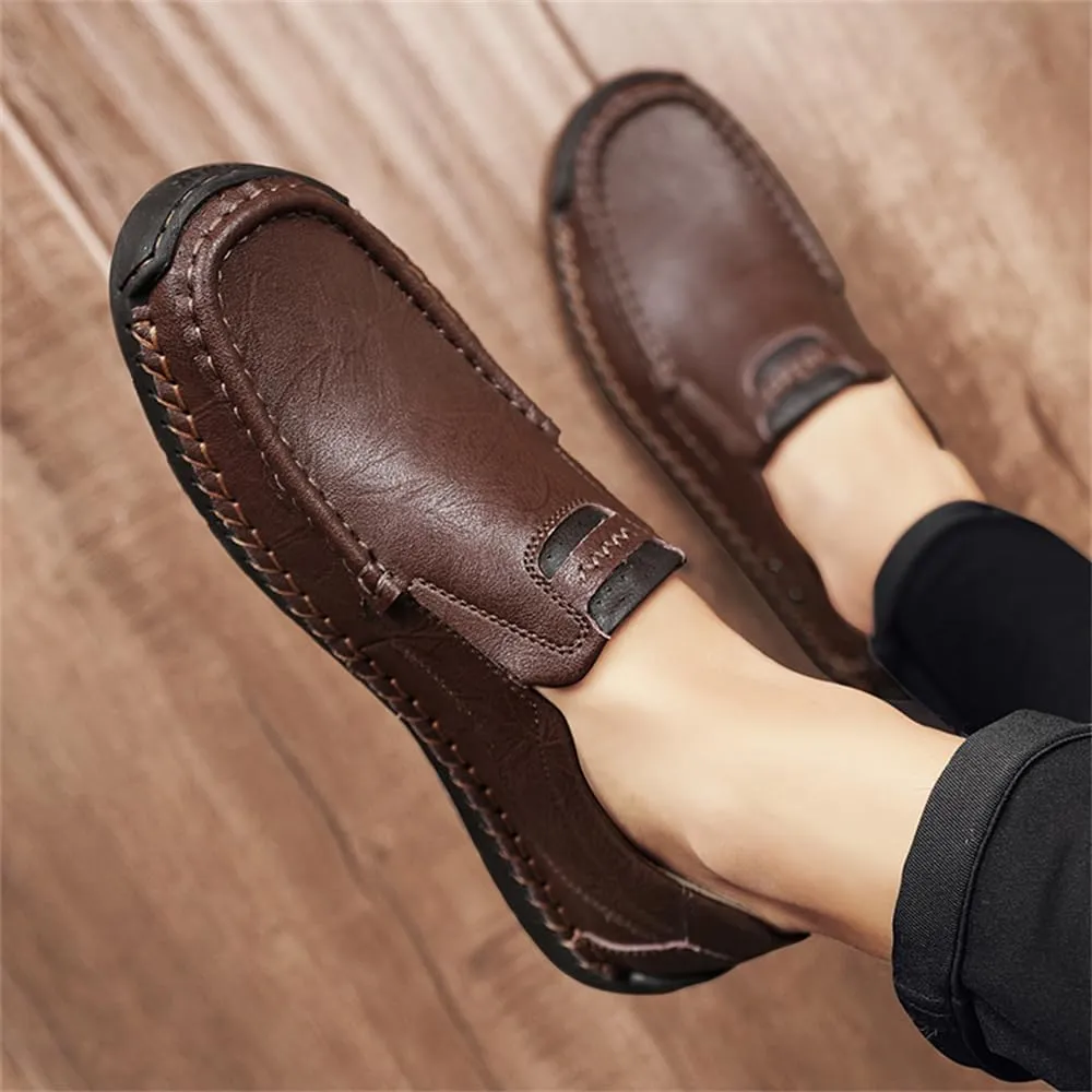 Genuine Leather Men's Handmade Slip on Loafers Soft Breathable Walking Driving Shoes