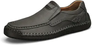 Genuine Leather Men's Handmade Slip on Loafers Soft Breathable Walking Driving Shoes
