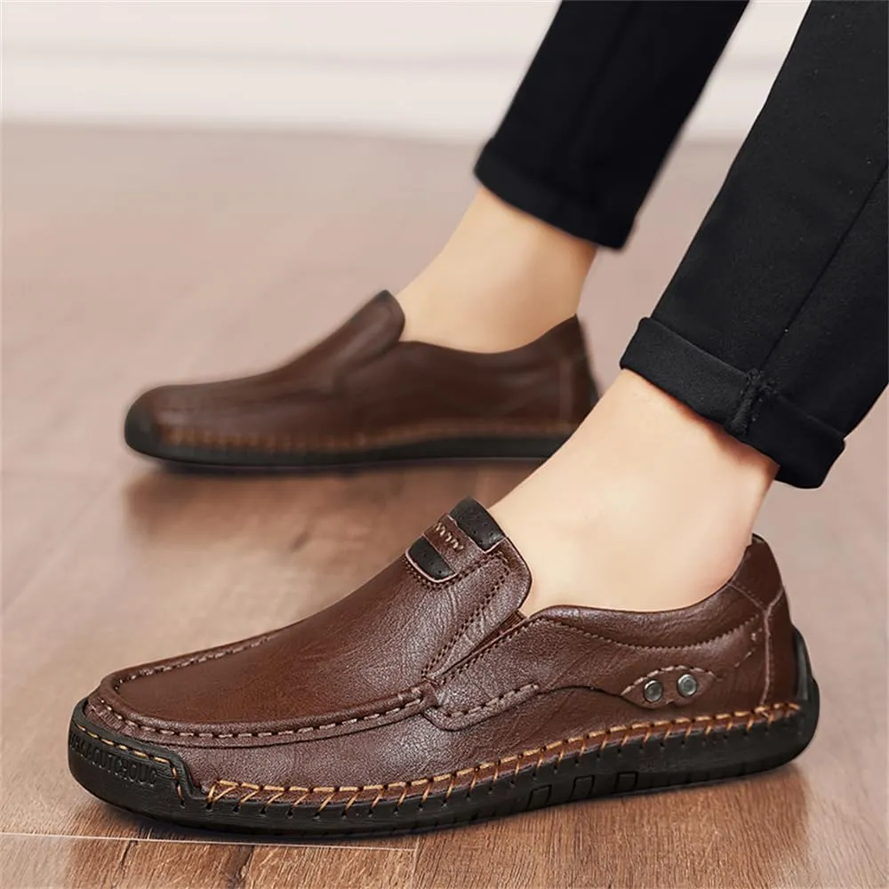 Genuine Leather Men's Handmade Slip on Loafers Soft Breathable Walking Driving Shoes