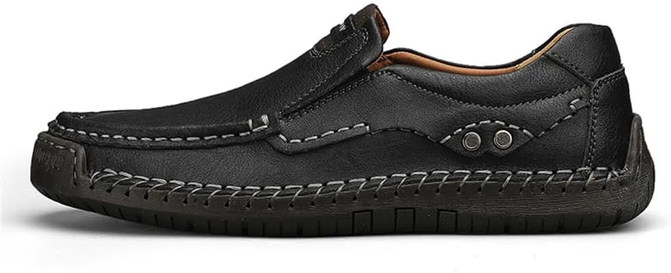 Genuine Leather Men's Handmade Slip on Loafers Soft Breathable Walking Driving Shoes