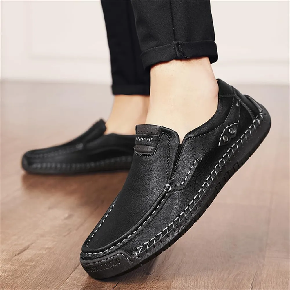 Genuine Leather Men's Handmade Slip on Loafers Soft Breathable Walking Driving Shoes