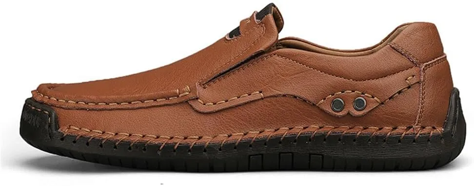 Genuine Leather Men's Handmade Slip on Loafers Soft Breathable Walking Driving Shoes