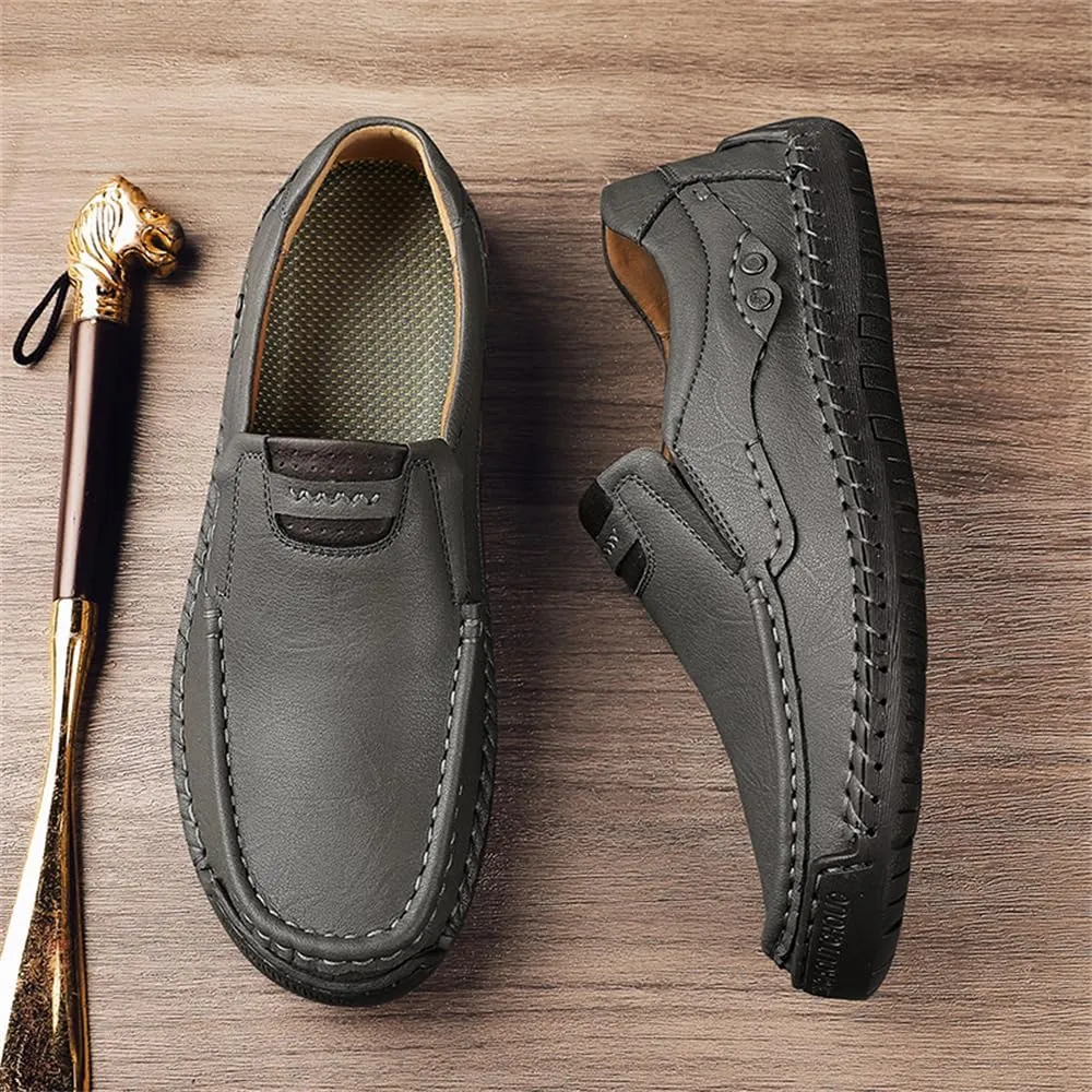 Genuine Leather Men's Handmade Slip on Loafers Soft Breathable Walking Driving Shoes