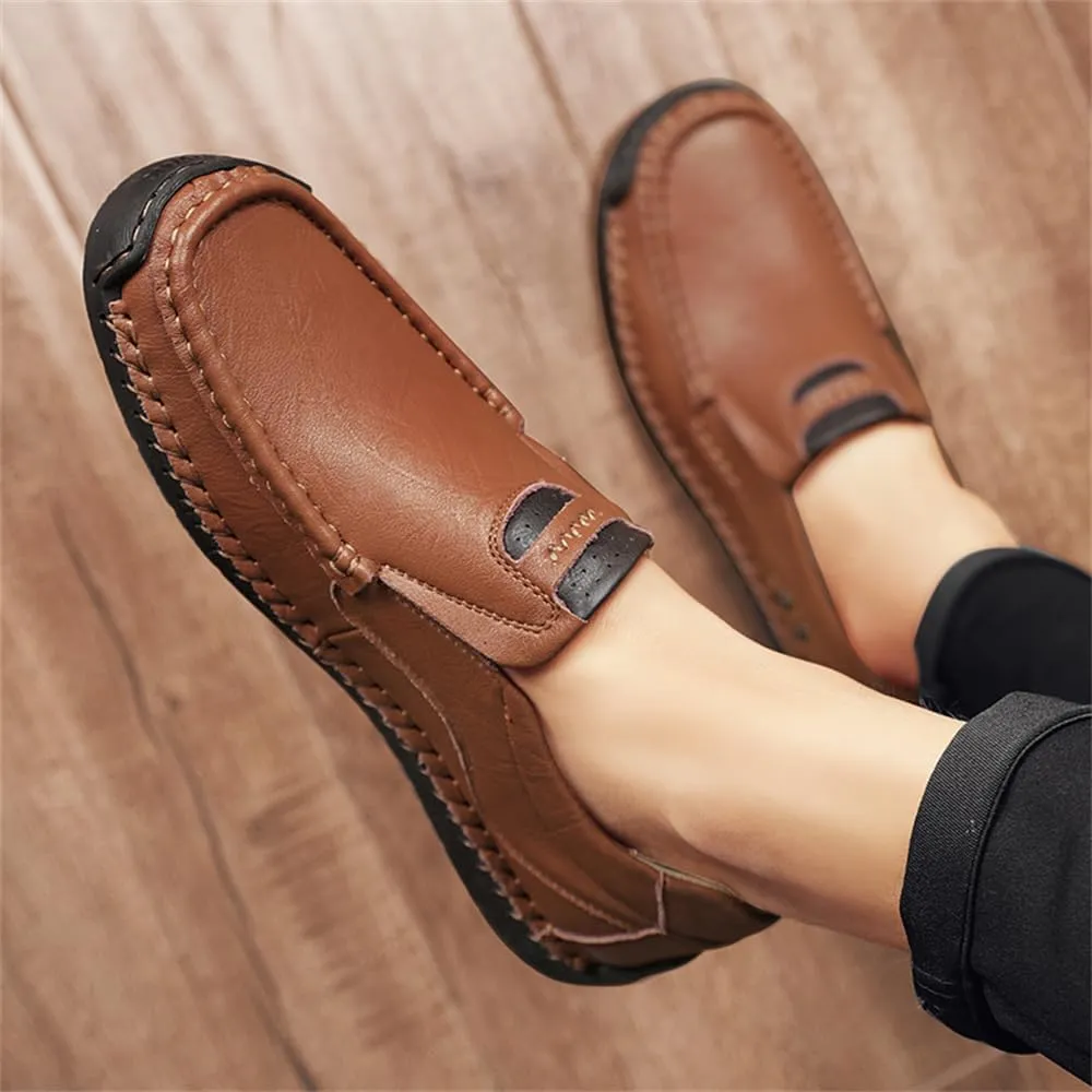 Genuine Leather Men's Handmade Slip on Loafers Soft Breathable Walking Driving Shoes