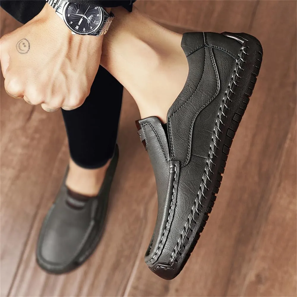 Genuine Leather Men's Handmade Slip on Loafers Soft Breathable Walking Driving Shoes