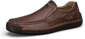 Genuine Leather Men's Handmade Slip on Loafers Soft Breathable Walking Driving Shoes