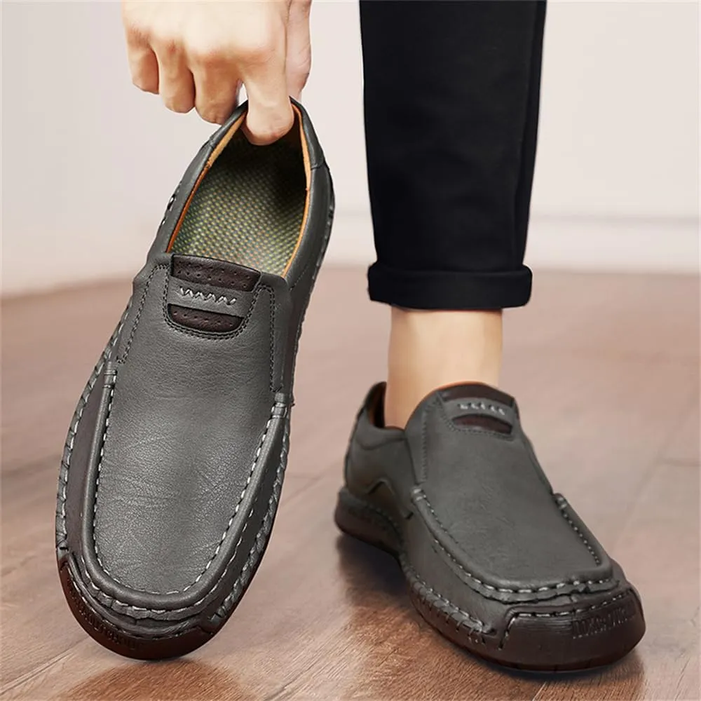 Genuine Leather Men's Handmade Slip on Loafers Soft Breathable Walking Driving Shoes